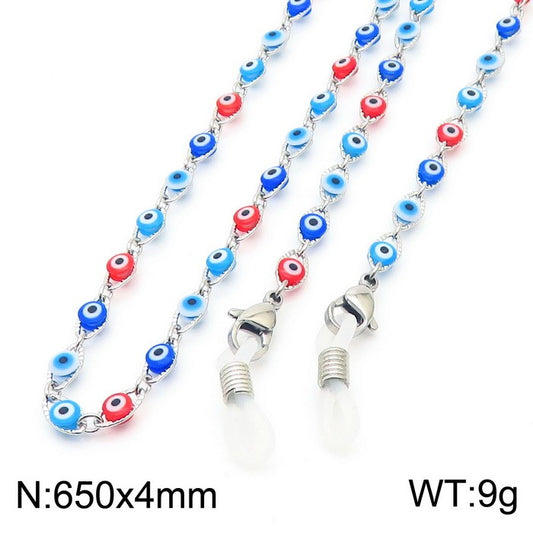 Cadena para lentes ojitos turcos colores acero inoxidable 316L